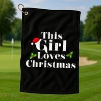 This Girl Loves Christmas Cute Golf Towel thumb 1