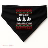 This Girl Loves Christmas Ugly Christmas USA-Made Doggie Bandana thumb 0