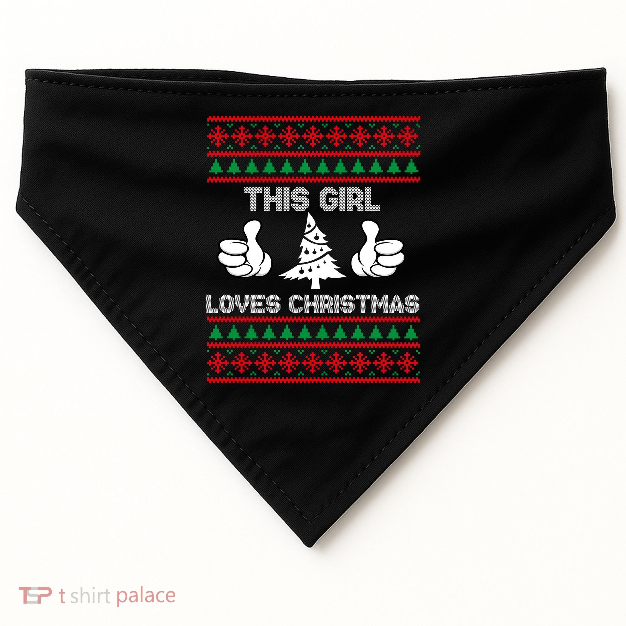 This Girl Loves Christmas Ugly Christmas USA-Made Doggie Bandana