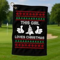 This Girl Loves Christmas Ugly Christmas Golf Towel thumb 1