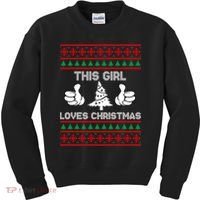 This Girl Loves Christmas Ugly Christmas Kids Sweatshirt thumb 0