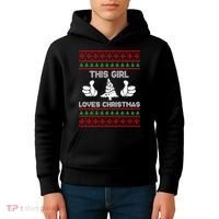 This Girl Loves Christmas Ugly Christmas Kids Hoodie thumb 4