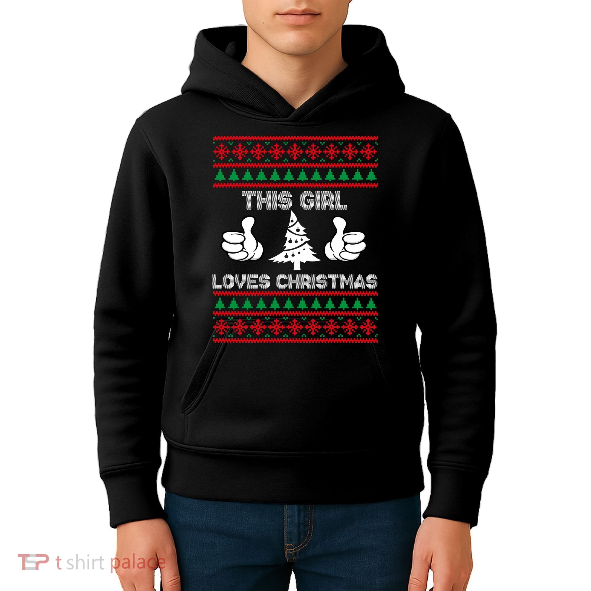 This Girl Loves Christmas Ugly Christmas Kids Hoodie
