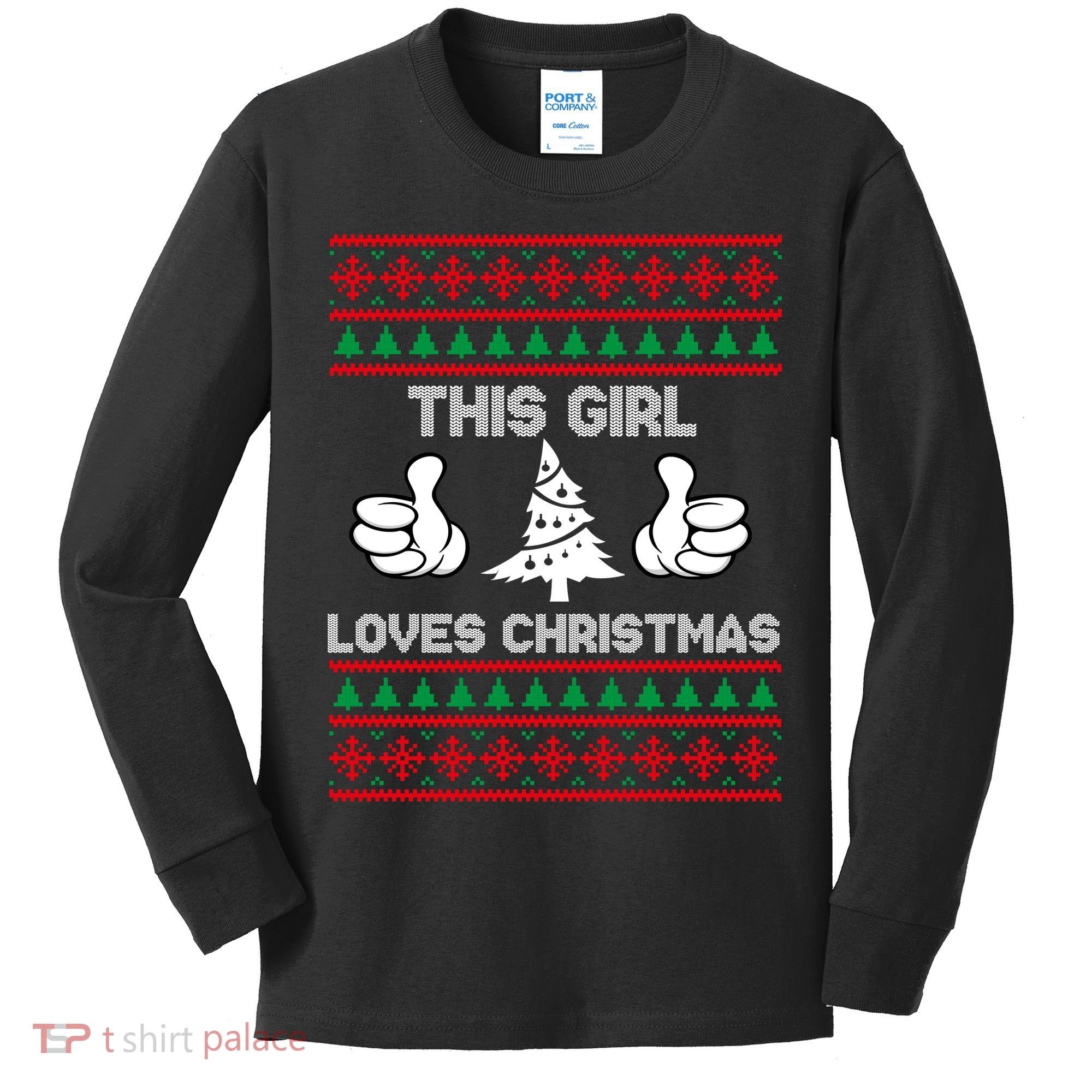 This Girl Loves Christmas Ugly Christmas Kids Long Sleeve Shirt