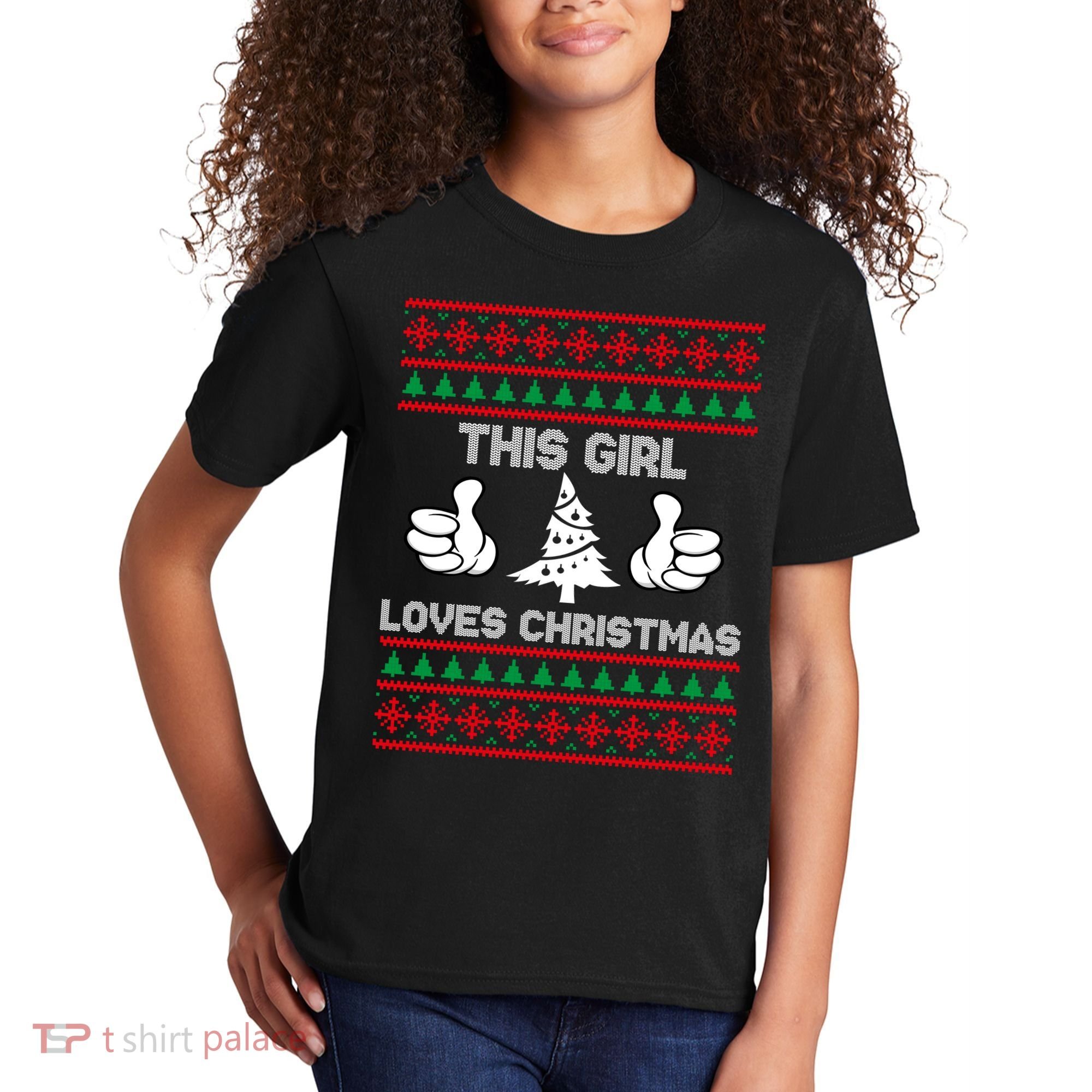 This Girl Loves Christmas Ugly Christmas Kids T-Shirt