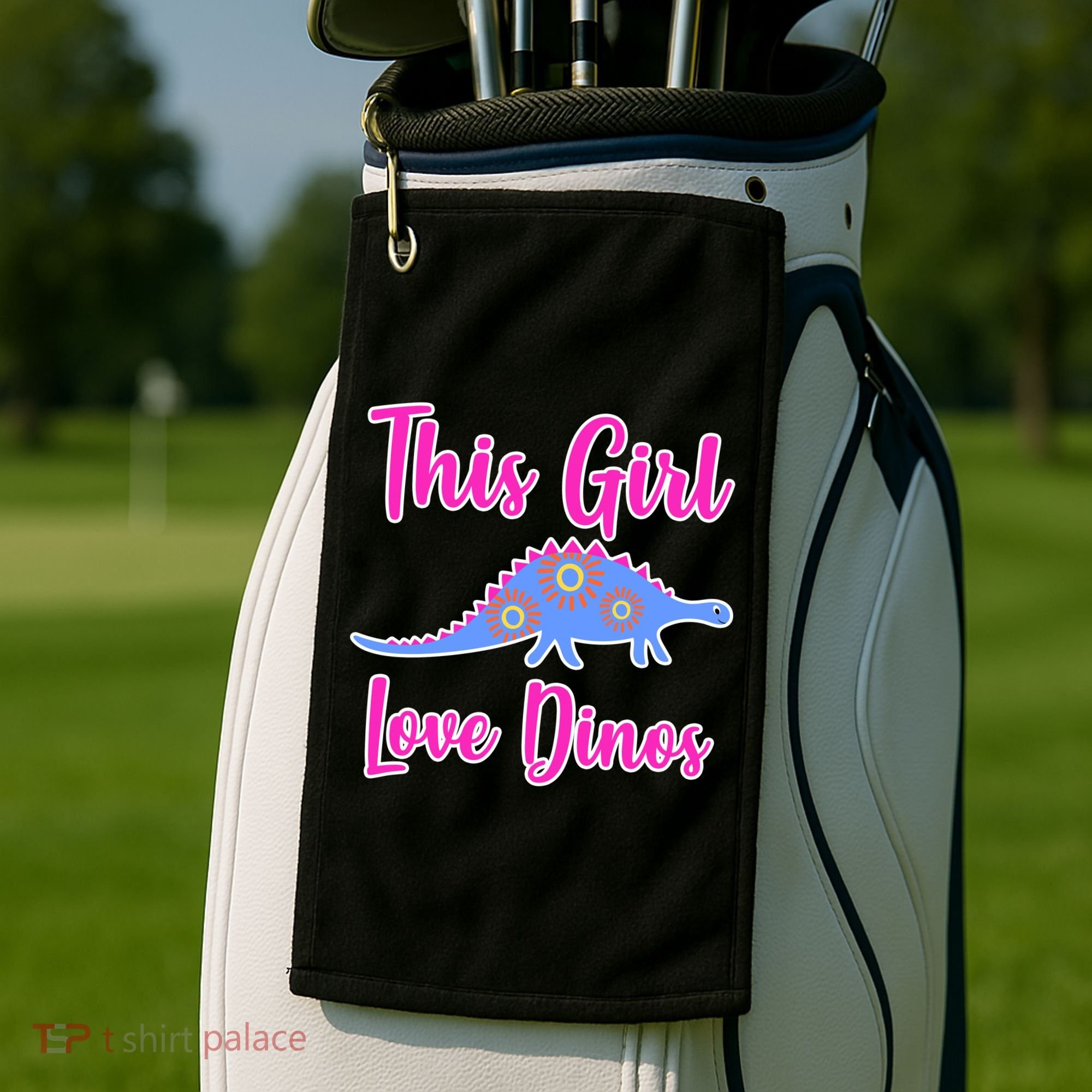 This Girl Loves Dino Golf Towel