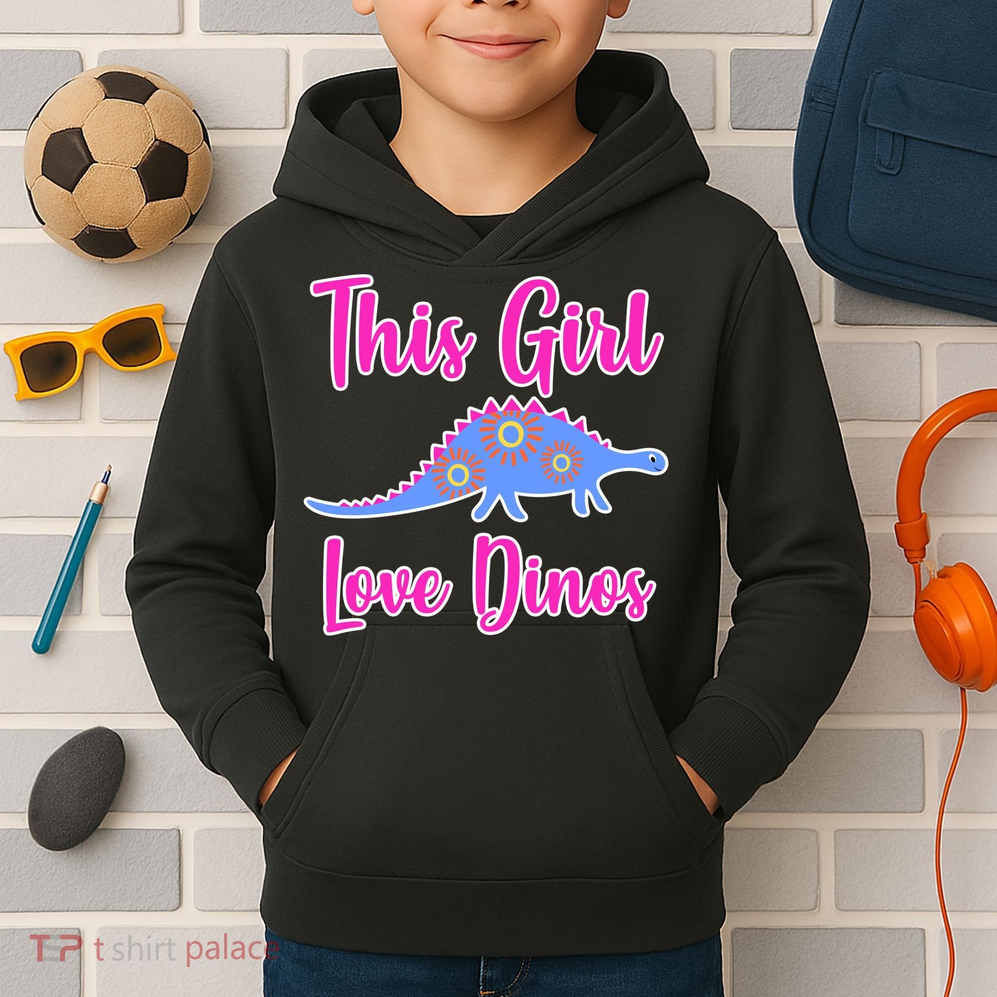 This Girl Loves Dino Kids Hoodie