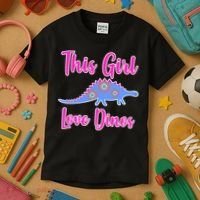 This Girl Loves Dino Kids T-Shirt thumb 3