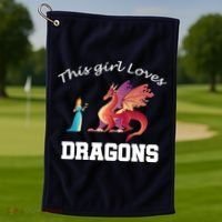 This Girl Loves Dragons Golf Towel thumb 1