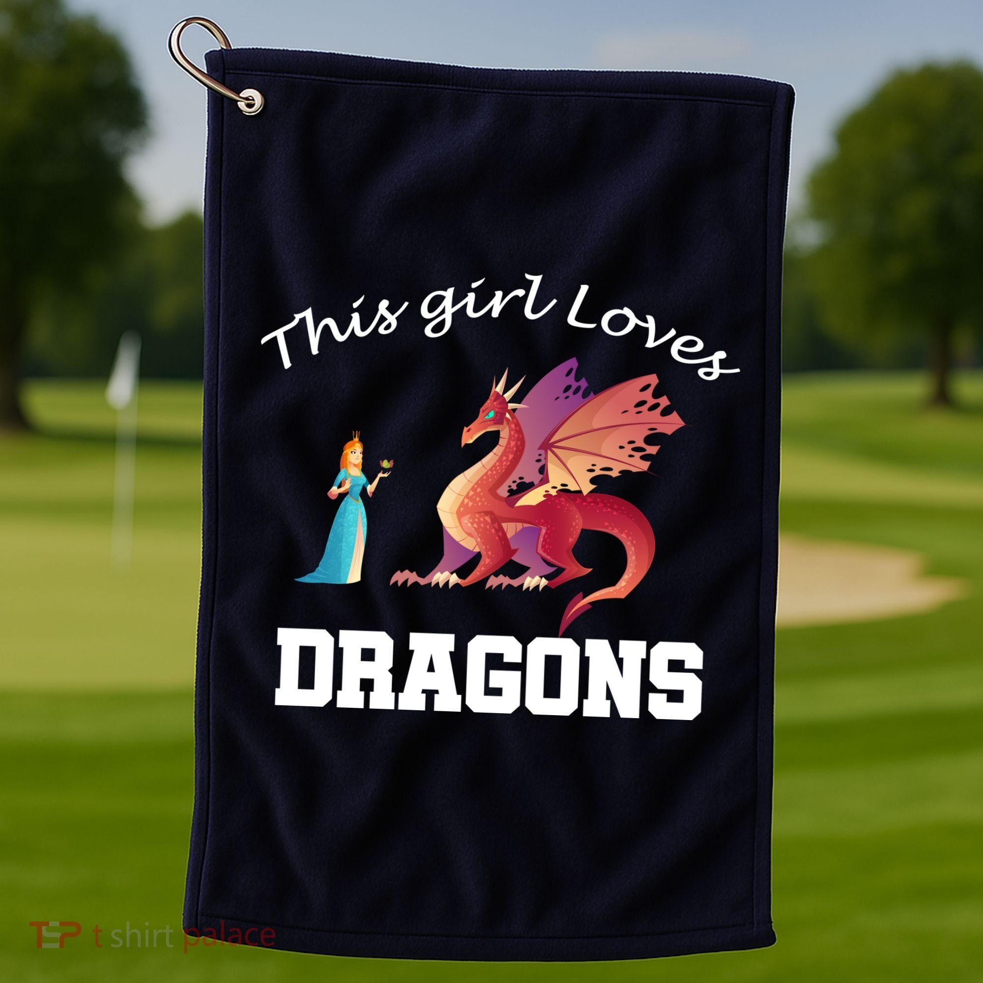 This Girl Loves Dragons Golf Towel