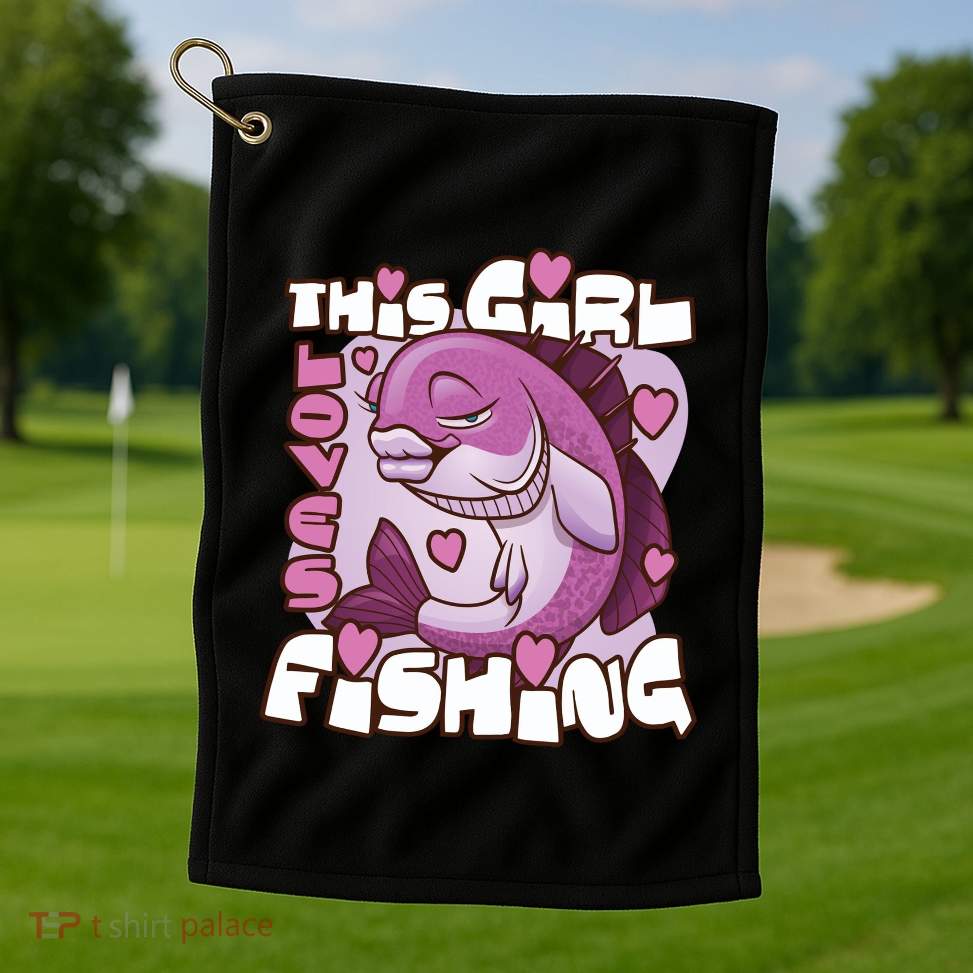 This Girl Loves Fishing Golf Towel