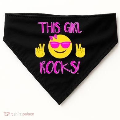 This Girl Rocks Funny Emoji USA-Made Doggie Bandana