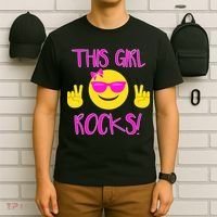 This Girl Rocks Funny Emoji T-Shirt thumb 6