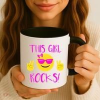 This Girl Rocks Funny Emoji Coffee Mug thumb 3