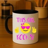This Girl Rocks Funny Emoji Coffee Mug thumb 4