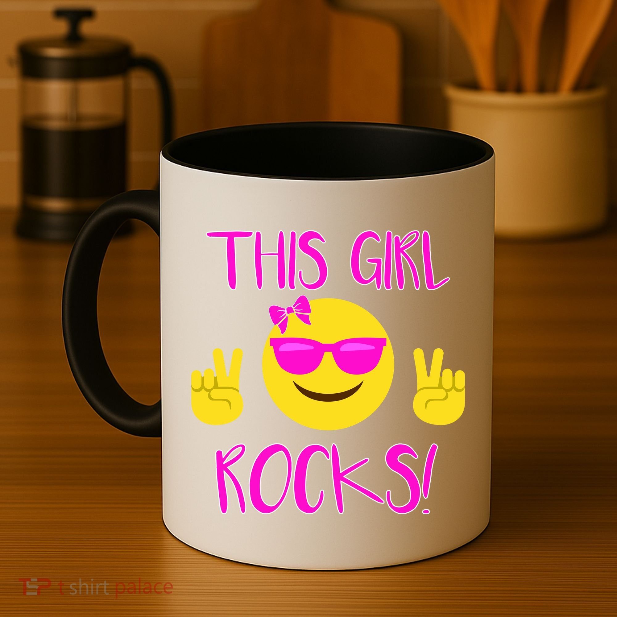 This Girl Rocks Funny Emoji Coffee Mug