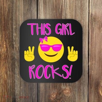 This Girl Rocks Funny Emoji Coaster