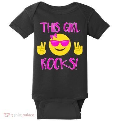 This Girl Rocks Funny Emoji Baby Bodysuit
