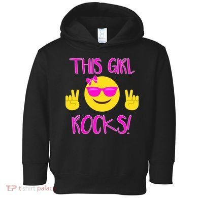 This Girl Rocks Funny Emoji Toddler Hoodie