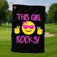 This Girl Rocks Funny Emoji Golf Towel thumb 1
