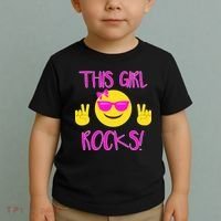 This Girl Rocks Funny Emoji Toddler T-Shirt thumb 2