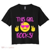 This Girl Rocks Funny Emoji Women's Crop Top Tee thumb 0