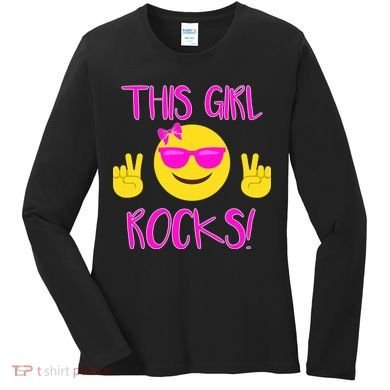 This Girl Rocks Funny Emoji Women's Long Sleeve Shirt
