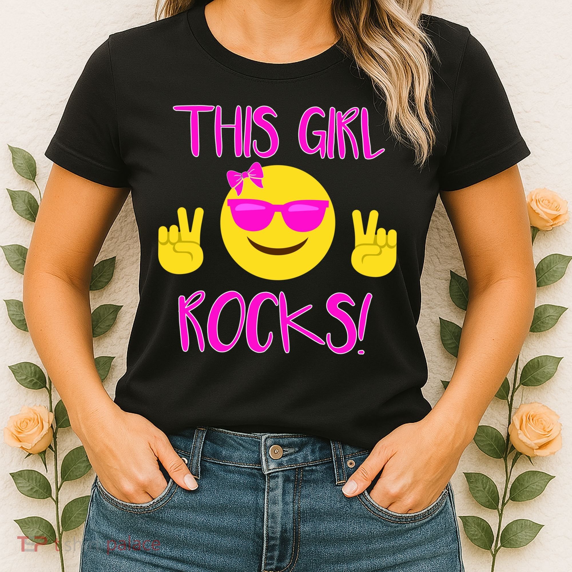 This Girl Rocks Funny Emoji Women's T-Shirt