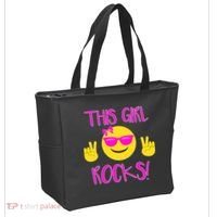 This Girl Rocks Funny Emoji Tote Bag thumb 2