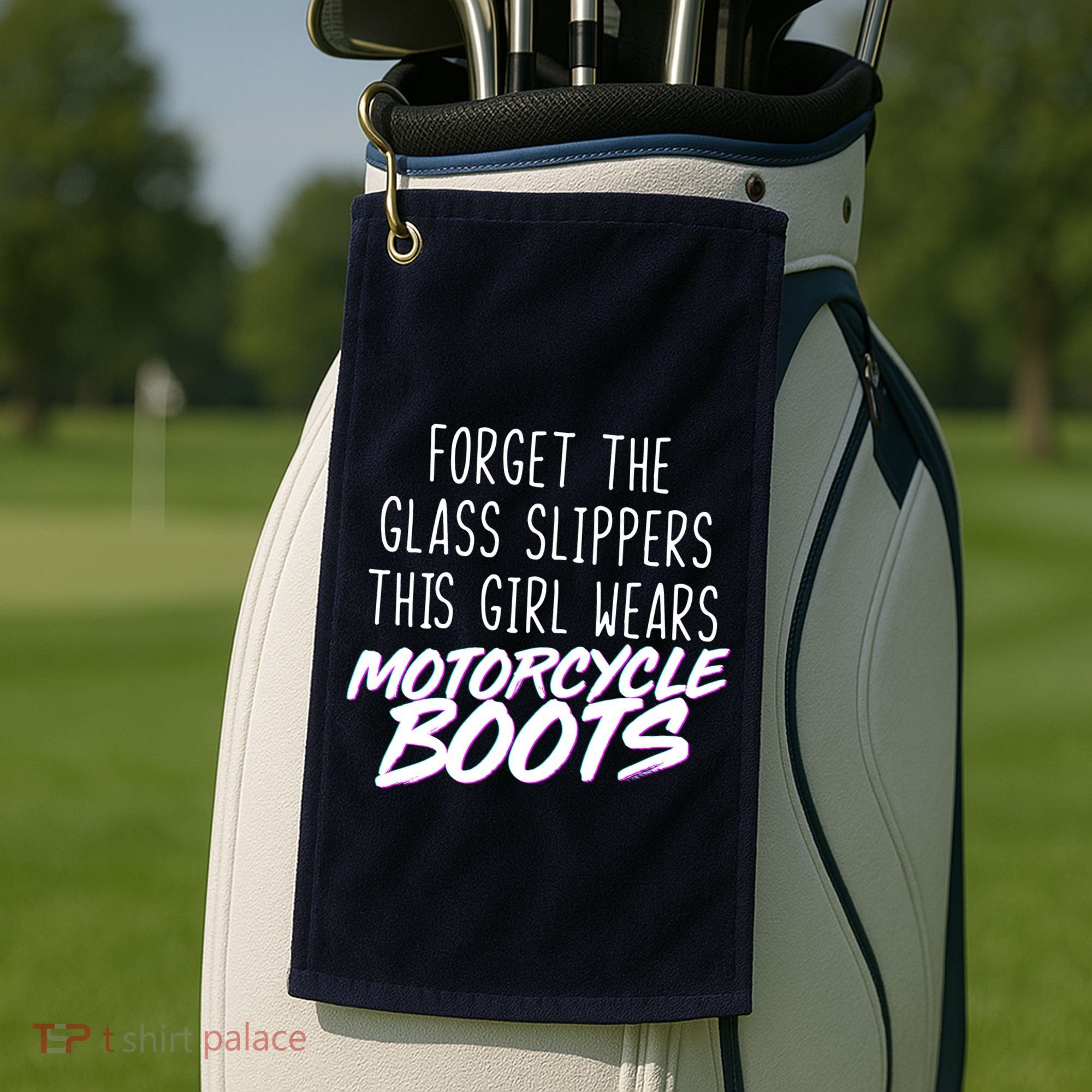 This Girl Wears Motorcycle Boots Golf Towel