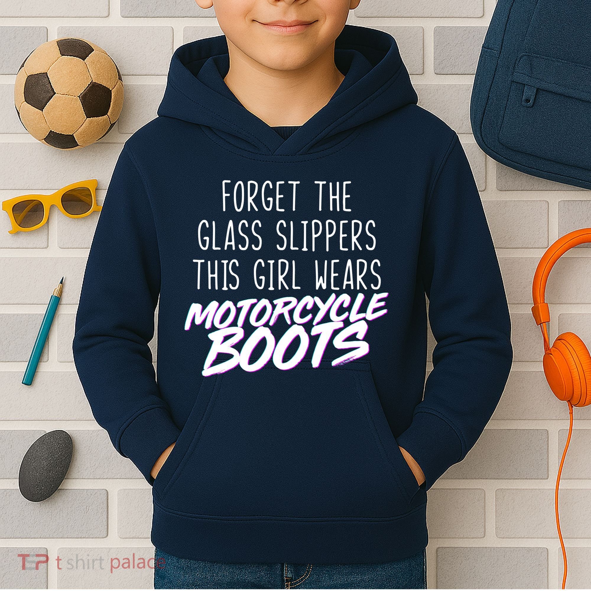 This Girl Wears Motorcycle Boots Kids Hoodie