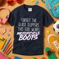 This Girl Wears Motorcycle Boots Kids T-Shirt thumb 3
