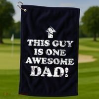 This Guy is One Awesome Dad Distressed Golf Towel thumb 1