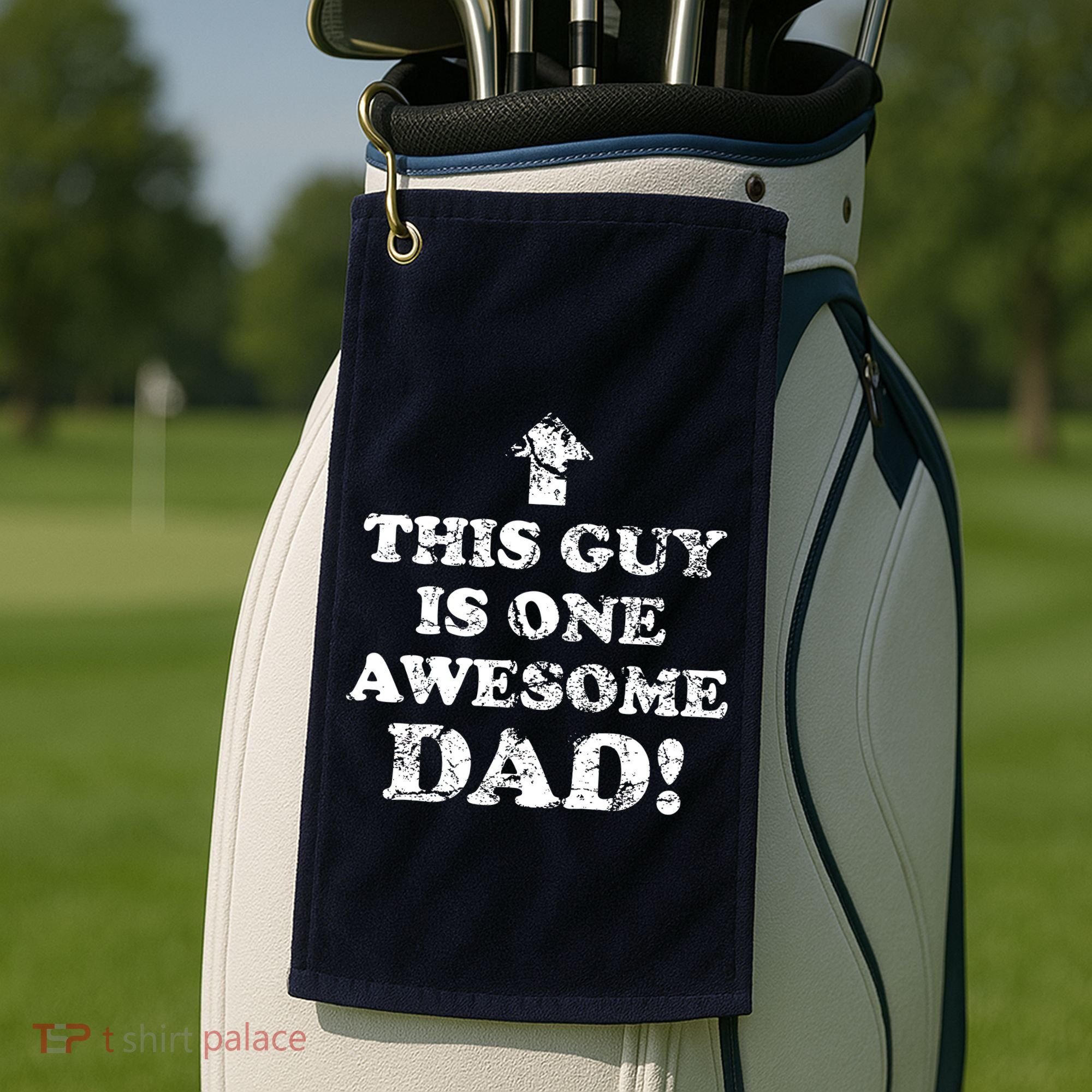 This Guy is One Awesome Dad Distressed Golf Towel