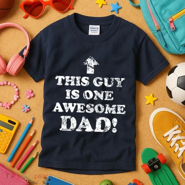 This Guy is One Awesome Dad Distressed Kids T-Shirt