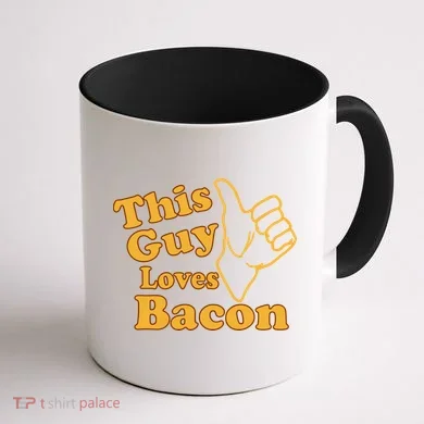 This Guy Loves Bacon Coffee Mug back