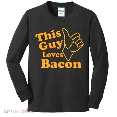 This Guy Loves Bacon Kids Long Sleeve Shirt