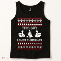 This Guy Loves Christmas Ugly Christmas Sweater Tank Top thumb 2