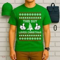 This Guy Loves Christmas Ugly Christmas Sweater T-Shirt thumb 6