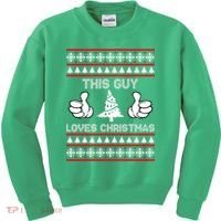 This Guy Loves Christmas Ugly Christmas Sweater Kids Sweatshirt thumb 0