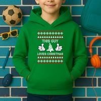 This Guy Loves Christmas Ugly Christmas Sweater Kids Hoodie thumb 2