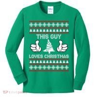 This Guy Loves Christmas Ugly Christmas Sweater Kids Long Sleeve Shirt thumb 0