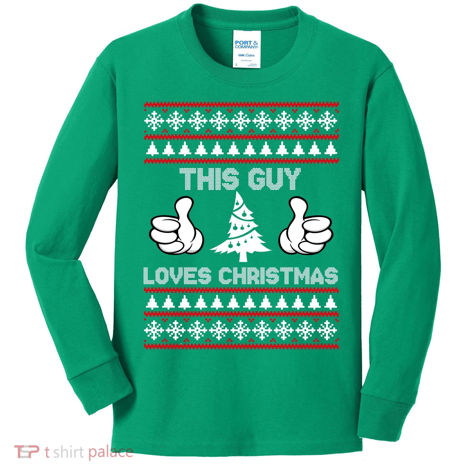 This Guy Loves Christmas Ugly Christmas Sweater Kids Long Sleeve Shirt