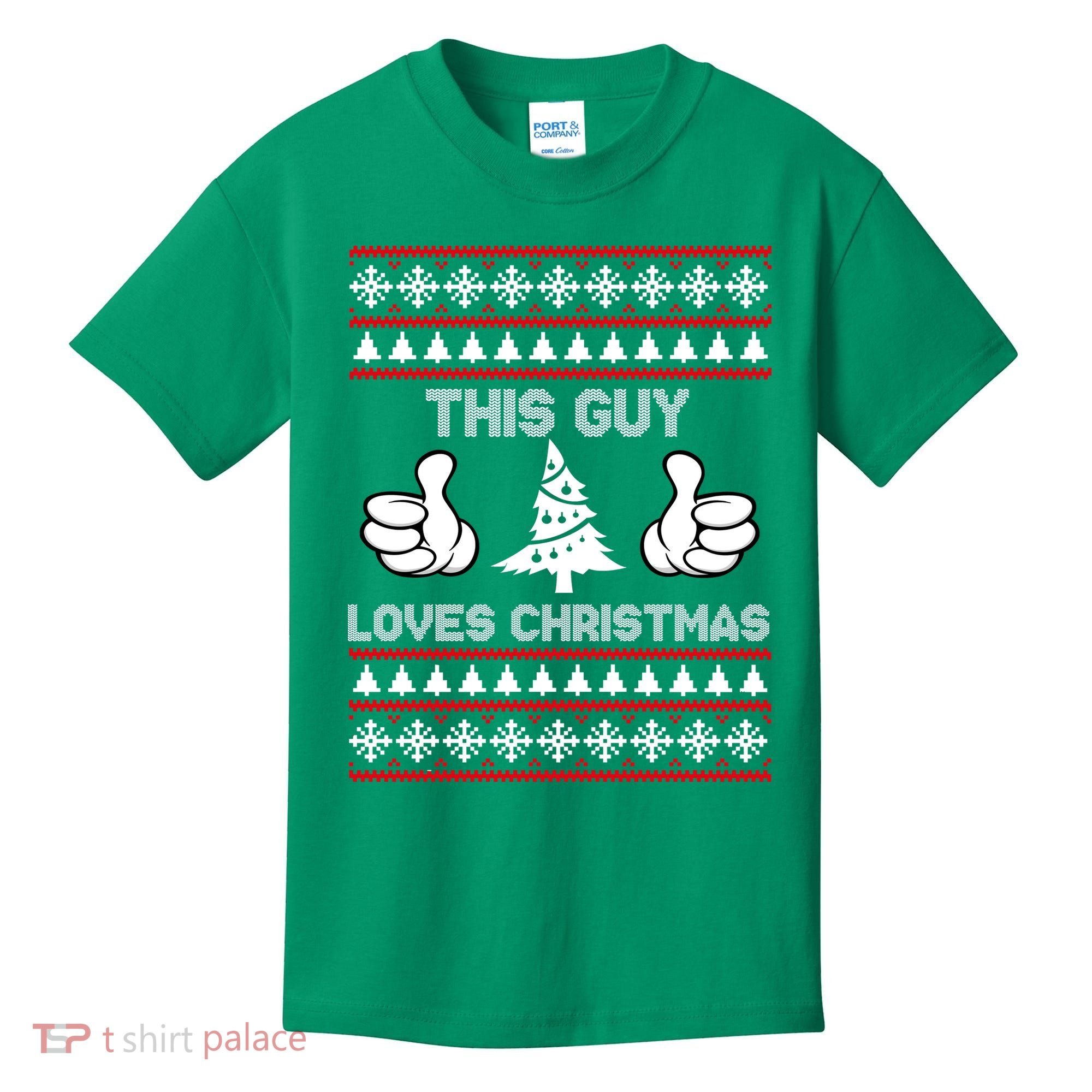 This Guy Loves Christmas Ugly Christmas Sweater Kids T-Shirt