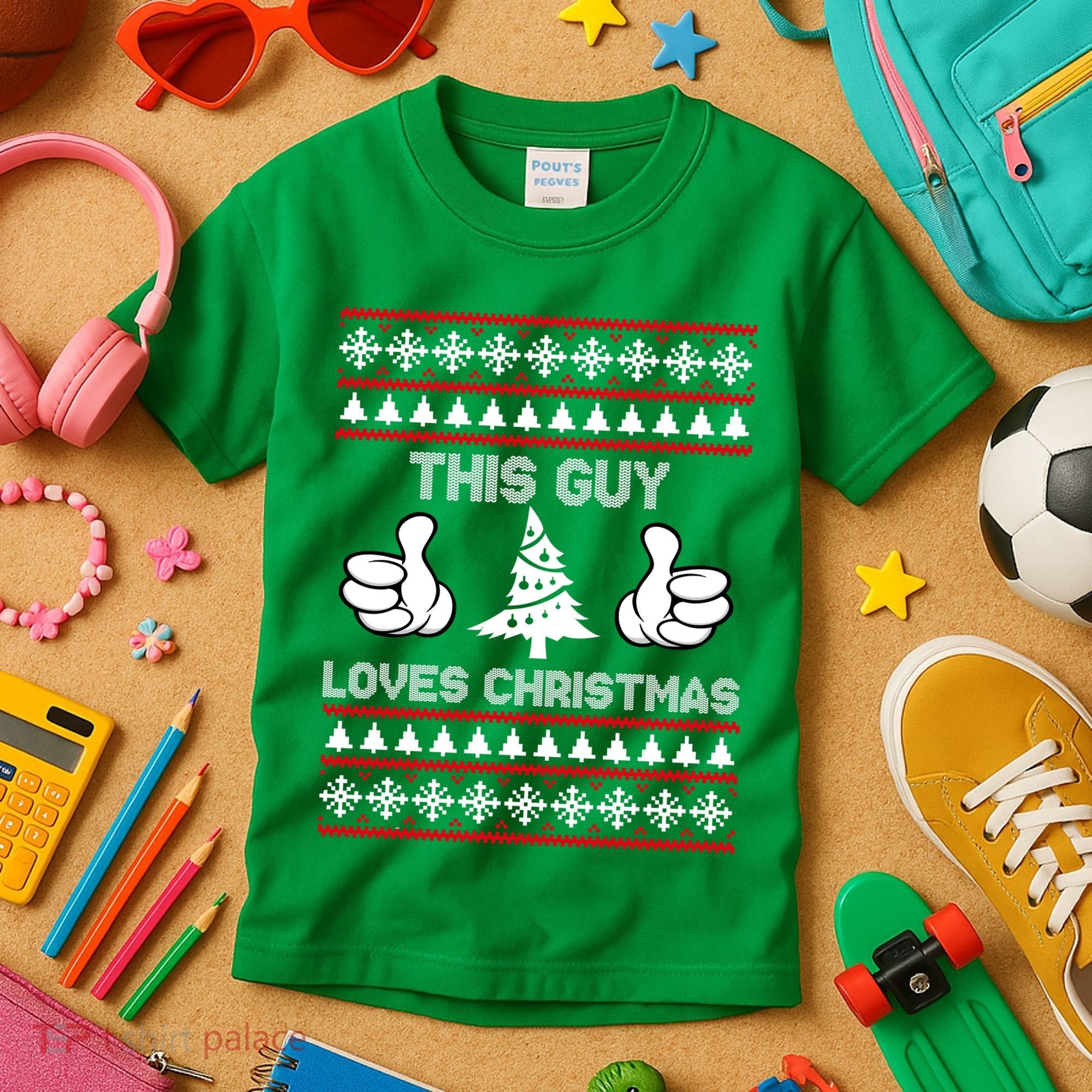 This Guy Loves Christmas Ugly Christmas Sweater Kids T-Shirt