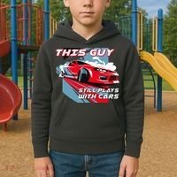 This Guy Still Plays With Cars Kids Hoodie thumb 2