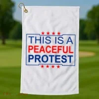 This Is A Peaceful Protest Pro Trump Golf Towel thumb 1