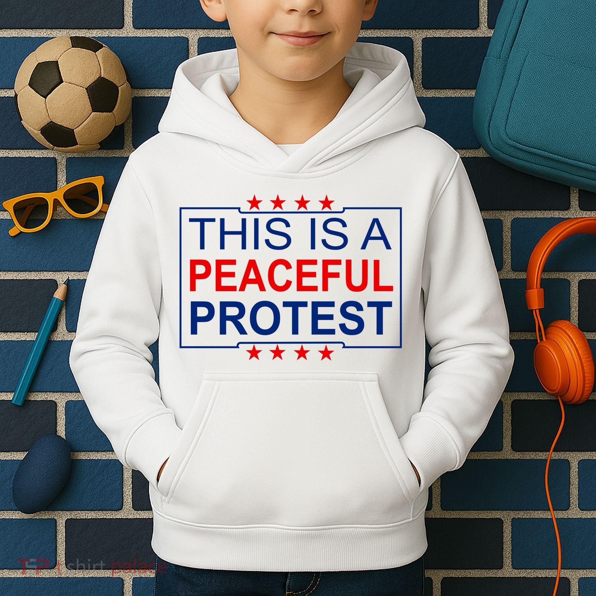 This Is A Peaceful Protest Pro Trump Kids Hoodie