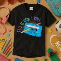 This is How I Roll Cassette Tape Retro 80s Kids T-Shirt thumb 3