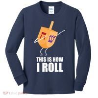 This is How I Roll Dreidel Dabbing Chanukah Kids Long Sleeve Shirt thumb 0